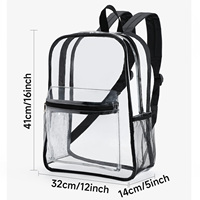 Sac à dos transparent en PVC robuste approuvé pour les stades, idéal pour les étudiants et les enfants