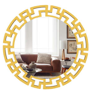 El espejo circular de metal de hierro con encanto rústico se puede utilizar como decoración de pared y espejo decorativo construido para un atractivo atemporal - Product Image 2