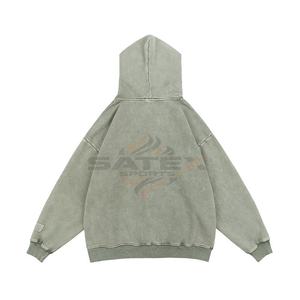 Sweat-shirts à capuche vintage à lavage acide au design moderne personnalisé, sweat-shirts d'hiver unisexes, mélange polyester/coton, teinture unie, appliqué - Product Image 6