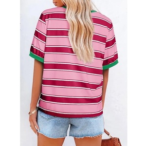 Verano ecológico transpirable antiarrugas cómodo servicio OEM hilo teñido mujeres 100% algodón manga corta cuello hombro - Product Image 6