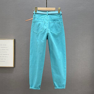 Pantalones vaqueros para mujer 2025 primavera otoño nueva moda cintura alta versátiles pantalones vaqueros elásticos de algodón sueltos - Product Image 2