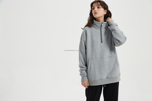 Pull à col roulé unisexe de haute qualité OEM ODM, logo personnalisé, col montant, demi-zip, sweat-shirts pour hommes - Product Image 3