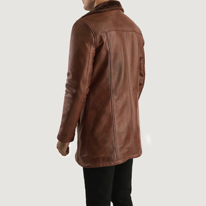 High Quality Men's Wool Leather <b>Jacket</b> Custom Design with Embroidery Distressed Cinnamon Fur Coat Windproof Wholesale XS Size - Product Image 2