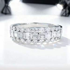 High Quality 925 <b>Silver</b> Brilliant Cut Moissanite Claw Setting for Certified Pave Classic <b>Ring</b> Gold Plating <b>Men</b> Women Unisex - Product Image 1