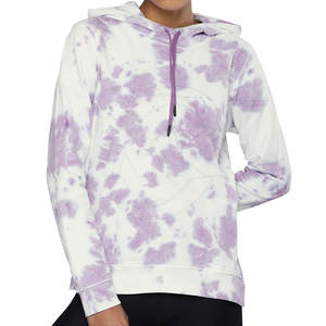 เสื้อฮู้ดผ้าฟลีซเข้ารูปสำหรับผู้หญิงผ้าฟลีซพิมพ์ลายมัดย้อมใส่สบาย - Product Image 1