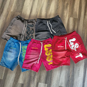 Custom Men's Flame Graphic Designer Print 100% Cotton French Terry Knitted <b>Shorts</b> with <b>Zipper</b> Plain Dyed Hot <b>Shorts</b> - Product Image 2