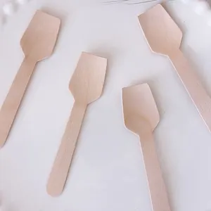 95mm Disposable Ice Cream Eco-Friendly Degradable Birch Wood Ice Cream Scoop