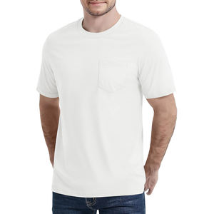 Nuevas camisetas ajustadas suaves y cómodas de estilo de bolsillo antiarrugas 100% algodón hecho con ajuste Regular, camiseta ligera de Color blanco - Product Image 2