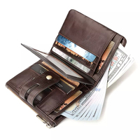 Porte-monnaie à pince à billets en cuir PU avec étui pour carte de crédit et d'identité pour hommes Portefeuille magique style rétro vintage unisexe