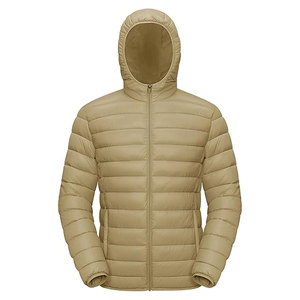 Veste matelassée isolante pour homme en gros, veste d'hiver légère matelassée avec tissu imperméable et capuche, couleurs personnalisées - Product Image 1