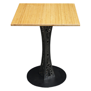 CFB012-Mesa Cuadrada de Bambú Sólido de 60 cm con Patas de Hierro con Diseño para Restaurante, Exterior o Sala de Estar - Product Image 1