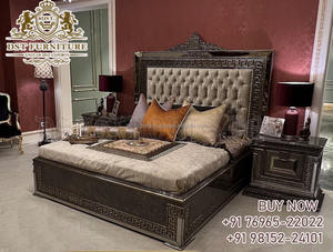 Camas y muebles de dormitorio de diseño de calidad superior, cama de madera de aspecto clásico con mesita de noche de estilo europeo tallada a mano - Product Image 2