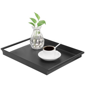 Bandeja de metal con revestimiento negro con mango Chapado en negro de metal Bandejas de forma rectangular para el hogar y el hotel para servir Diseño Premium 2025 - Product Image 1