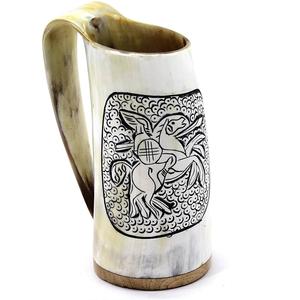 Tasses à corne de bière faites à la main avec un design unique de style ange finition naturelle pour Viking buvant un logo personnalisable et des tasses à vin - Product Image 2
