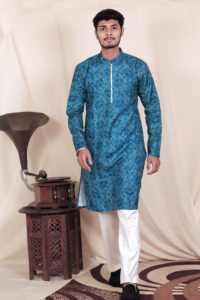 Bleu Full Sleeve Homme Kurta - Product Image 4