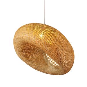 Suspension d'abat-jour en rotin faite à la main sur mesure pour la décoration naturelle de la maison éclairage suspendu rustique pour les espaces de vie - Product Image 1