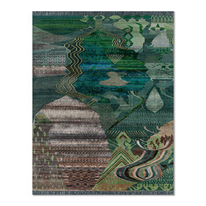 พรมขนสัตว์และไหมถักมือลายกราฟิกสีเขียวขนาดใหญ่ รุ่นแมนชาฮา สำหรับตกแต่งห้องนั่งเล่นหรือทางเดิน สำหรับวัยรุ่น-Les-2758 - Product Image 1