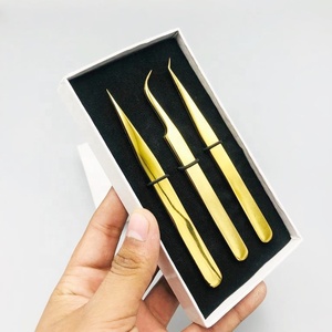 Nouvelle pince à épiler professionnelle d'extension de cils en acier inoxydable massif en or pointe pointue testée à la main meilleure vente qualité supérieure tout - Product Image 5