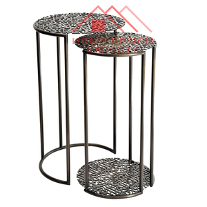 Mesa de nido de metal decorativa para el hogar con acabado dorado con muebles decorativos superiores de madera a precio mayorista - Product Image 4