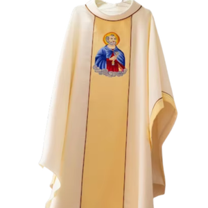 ชุดบาทหลวงสีเหลืองด้าน ผ้าโพลีเอสเตอร์ ปักลายทอง พร้อมผ้าคลุมไหล่ สวมใส่สบาย นุ่ม ทุกฤดู - Product Image 2