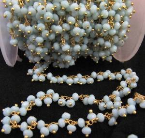 Cadena de cuentas de cuarzo hidro amazonita, racimo facetado Rondelle colgante con tamaño de 2,5-3mm para la fabricación de joyas - Product Image 1