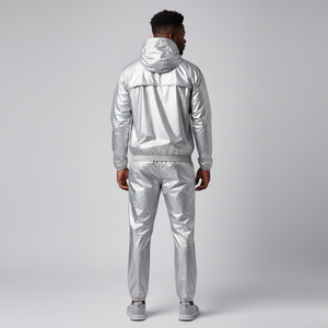 Vêtement de sport de fitness robuste en gros, taille élastique, coupe-vent, séchage rapide, veste et pantalon de sport, perte de poids, polyester, sauna - Product Image 6