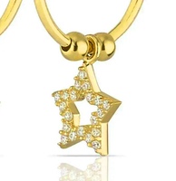 Boucles d'oreilles créoles étoile en argent sterling 925, zircon, bijoux fins de luxe, Turquie, 1,8 cm, plaqué or rhodié, tendance, cadeau pour mariage ou fête