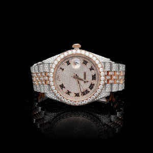 Reloj de cuarzo estilo Hip Hop de lujo de alta calidad Blanco completo VVS Moissanite diamante ETA mecanismo Acero inoxidable cristal antiguo - Product Image 1