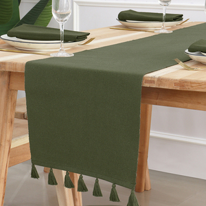 Chemin de table solide tissé côtelé 14x72 pouces vert olive style moderne pour le printemps été pâques ferme salle à manger - Product Image 2