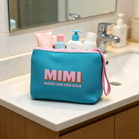 Trousse de Maquillage Enfant en Néoprène Bleu Arctique, Matériau Mousse Sûr pour les Enfants, Trousse de Soins Capillaires Junior, Pack de Voyage Ludique pour la Maternelle