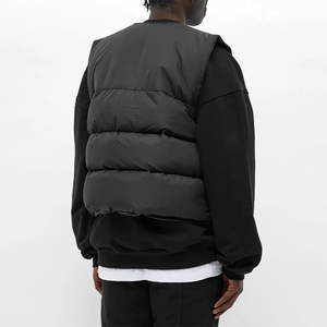 New Design 2025 <b>Black</b> Color Quilted Puffer <b>Vest</b> 100%Polyester Fabric Stand Collar Sleeveless Zipper Style Buuble Men's Jackets - Product Image 3