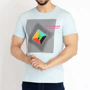 T-shirt personnalisé en polyester/coton à col rond, coupe ample, impression numérique du logo, manches durables anti-boulochage, écologique, pour homme - Product Image 5