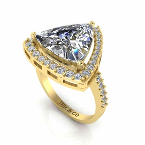 À la mode trillion coupe diamant or jaune 925 argent Sterling Halo ensemble bague de fiançailles pour les femmes mariage au prix de gros - Product Image 4