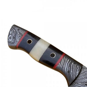 Couteau à désosser Burraq fait main en acier Damas avec manche en acier Damas et étui en cuir, cadeau idéal pour le camping et la chasse - Product Image 6
