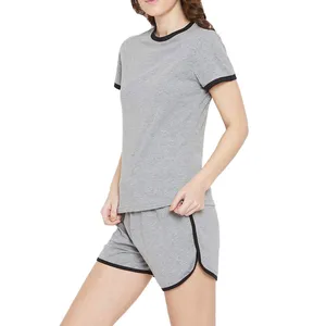High Quality Women's Short Sleeve Summer Tracksuit Set / Latest Design Two Piece Shorts And T-shirt Set For Women custom logo