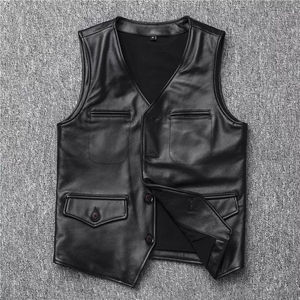 Gilet en cuir décontracté pour moto, veste en cuir, gilet respirant, gilet réversible pour homme, tendance, vente en gros, gilet pour homme - Product Image 2