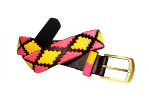 Cinturones de Polo de Cuero Unisex Ecuestres Elegantes Hechos a Mano para Damas Bordados para Hombres con Forma de Diamante Cinturón de Polo para Mujer con Hilos Resistentes PB014 - Product Image 2