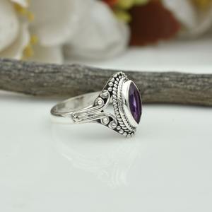 Anillo de Plata de Ley 925 con Gema de Amatista para Mujer, Estilo Boho, Joyería de Moda, Anillo Hecho a Mano, Regalo para Mamá - Product Image 3