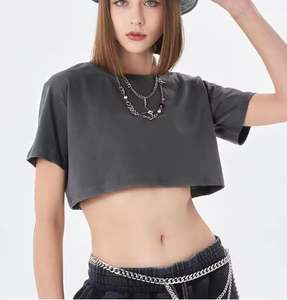 T-shirt à manches courtes pour femmes OEM Logo personnalisé Streetwear Haut tendance d'été - Product Image 4