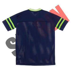 Maillot de football américain imprimé en maille de hublot bleu personnalisé d'usine haut de gamme T-shirt rétro coupe haute Boxy à col en V surdimensionné - Product Image 2