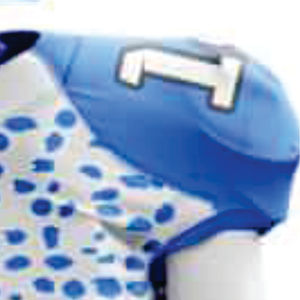 Conjunto de uniforme personalizable de fútbol americano azul real y blanco para hombre, pantalones cortos de Jersey, costuras de sarga transpirables duraderas - Product Image 6