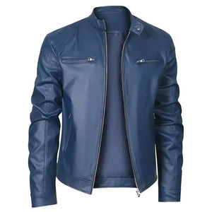 Venta al por mayor de los hombres de cuero genuino acolchado antibacteriano de alta calidad de otoño chaquetas de motorista Casual Slim Fit prendas de vestir exteriores de diseño personalizado - Product Image 1