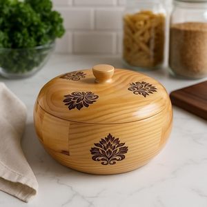 Handmade <b>Wooden</b> Chapati Storage <b>Box</b> with Lid for Hygienic Food Keeping <b>Large</b> <b>Wooden</b> Roti <b>Box</b> for Family Meals By AALIYAN IMPEX - Product Image 2
