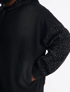 Sudadera con Capucha para Hombre, 100% Algodón, con Pedrería, Lavado Ácido, Talla Grande, Cierre Completo, Personalizada, Gruesa, con Hombros Caídos - Product Image 6