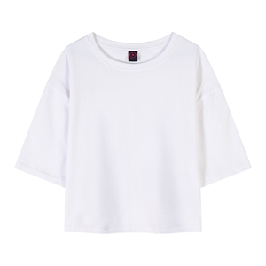 โลโก้ที่กําหนดเอง OEM ลําลองผ้าฝ้ายเปล่าผู้หญิงฤดูร้อนแขนสั้นขนาดใหญ่ Crop Top เสื้อยืดปรับแต่งผู้หญิง Crop Top TEE - Product Image 4