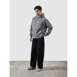 Sweat à capuche en molleton bouclette gris anthracite taille XSS zippé avec broderie 3D délavée à l'acide et appliqué streetwear pour homme/femme - Product Image 3