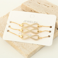 NYH 3 pièces mode Zircon pavé infini Bracelets 8 chiffres charme réglable chaîne lien Bracelet cuivre bijoux