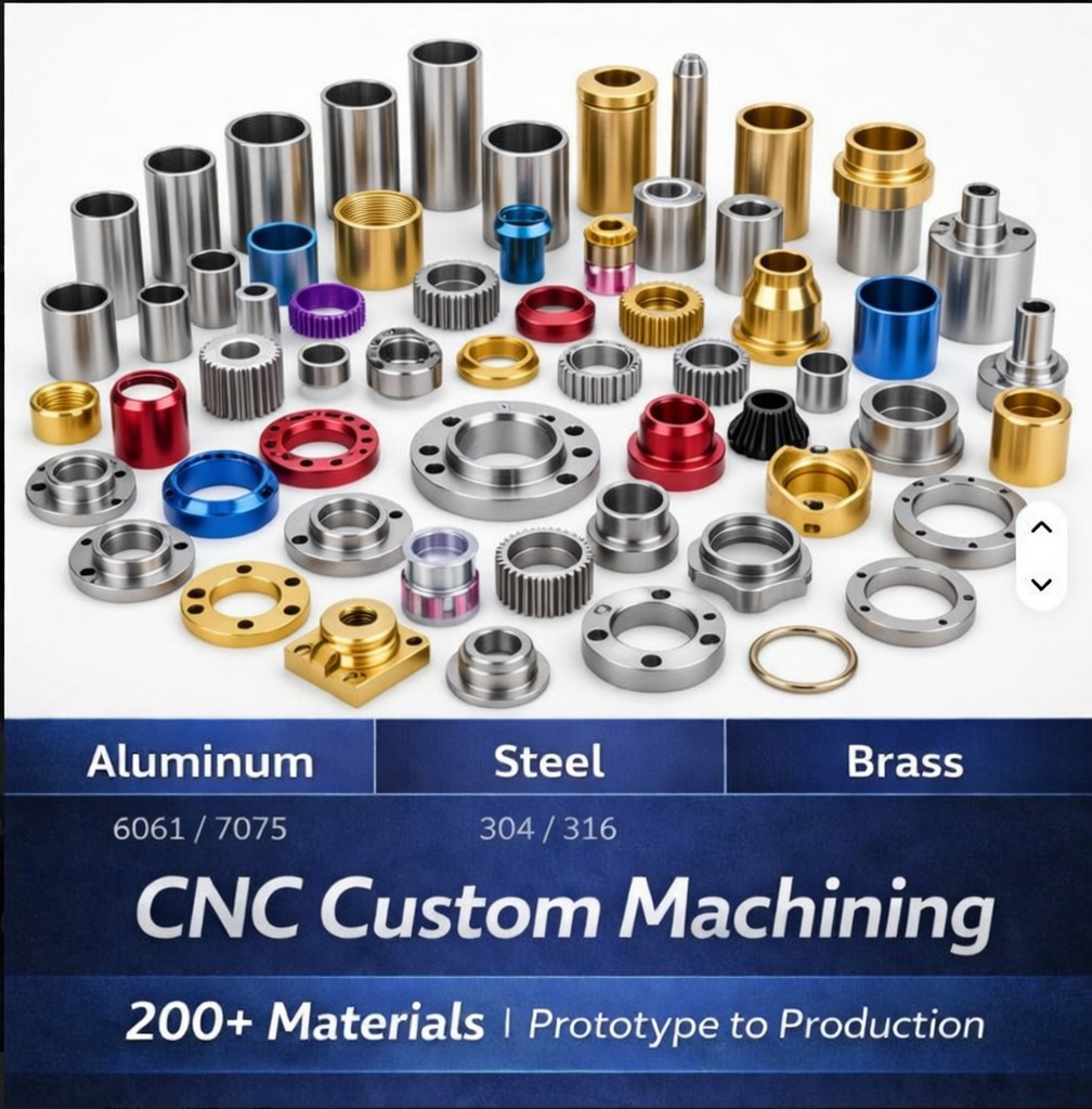 Precision Custom CNC Machining Aluminum & Stainless Steel Parts with Anodized and Polished Finish for Industrial Applications