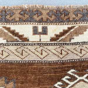 0.4x8.5 ft Vintage Rug, <b>Brown</b> Oriental Turkish Rug <b>Wool</b> - Product Image 5