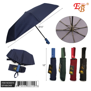 Parapluie pliant automatique 37,5 pouces, 60 pièces/carton, matériau 190T, ouverture semi-automatique 8 baleines, protection contre la pluie, cadeaux d'affaires, logo personnalisé - Product Image 1